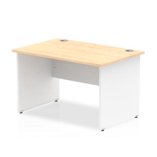 Trexus Desk Rectangle Panel End 1200x800mm Maple Top White Panels Ref TT000109