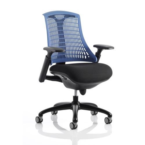 Trexus Flex Task Operator Chair With Arms Black Fabric Seat Blue Back Black Frame Ref KC0076