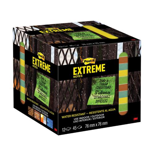 152749 Post-it Extreme Notes 76x76mm Assorted 4 Colours Ref EXT33M-12-UKSP Packs of 12 Pads x 45 Sheets