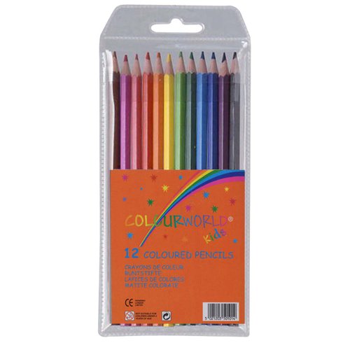 Full Sized Coloured Lead Pencils Assorted [Pack 12]
