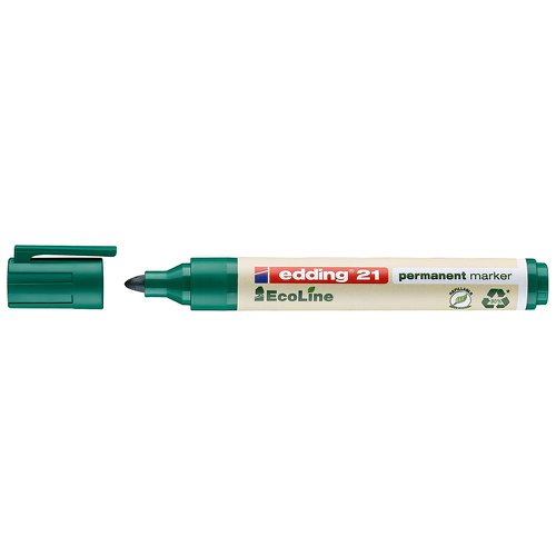 Edding 21 Ecoline Climate Neutral Bullet Tipped Permanent Marker Green 4-21004 Pack x 10