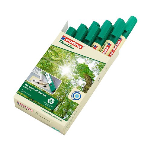 Edding 21 Ecoline Climate Neutral Bullet Tipped Permanent Marker Green 4-21004 Pack x 10 Edding