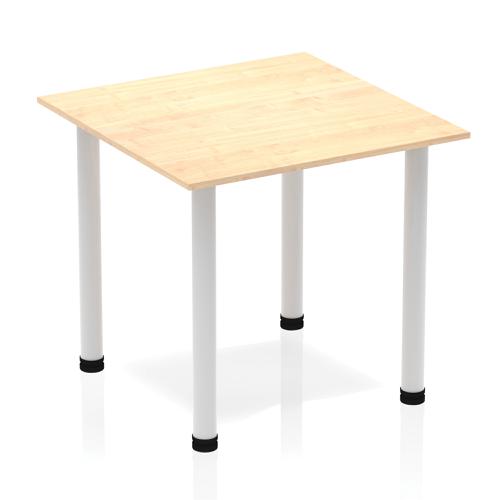Sonix Square Silver Post Leg Table 800x800mm Maple Ref BF00205
