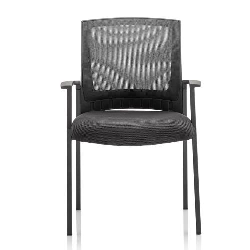 Trexus Metro Visitor Chair With Arms Fabric Seat Mesh Back Black Ref BR000090