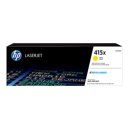 Hewlett Packard 415X Laser Toner Cartridge High Yield Page Life 6000pp Yellow Ref W2032X