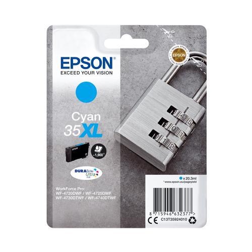 Epson 35XL Inkjet Cartridge High Yield Page Life 1900pp 20.3ml Cyan Ref C13T35924010
