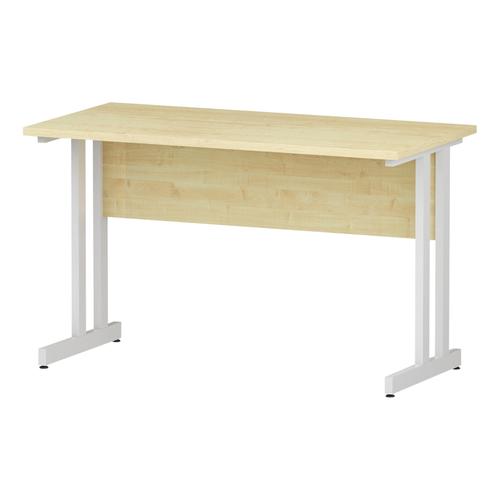 Trexus Rectangular Slim Desk White Cantilever Leg 1200x600mm Maple Ref I002427
