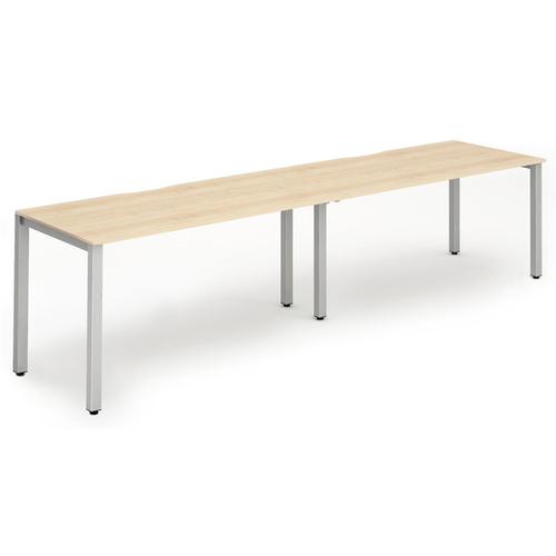 Trexus Bench Desk 2 Person Side to Side Configuration Silver Leg 2400x800mm Maple Ref BE376