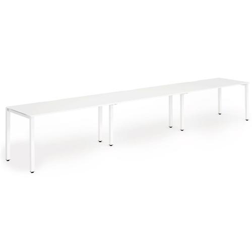 Trexus Bench Desk 3 Person Side to Side Configuration White Leg 3600x800mm White Ref BE400
