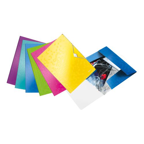 Leitz WOW 3 Flap Folder PP Elastic Straps A4 Assorted Ref 45990099 [Pack 20]