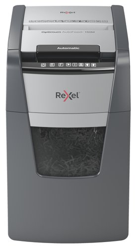 Rexel Optimum Auto Feed+ 150 Sheet Automatic Micro Cut Paper Shredder, P-5 Security, 44L Bin, 2020150M