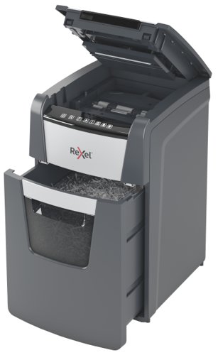 Rexel Optimum Auto Feed+ 150 Sheet Automatic Micro Cut Paper Shredder, P-5 Security, 44L Bin, 2020150M
