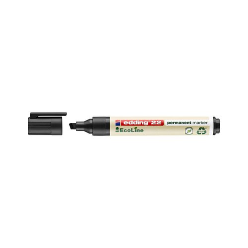 Edding 22 Ecoline Climate Neutral Chisel Tipped Permanent Marker Black 4-22001 Pack x 10