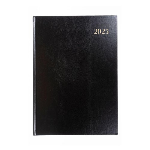 5 Star 2025 A4 2 Pages Per Day Diary Black [Each]