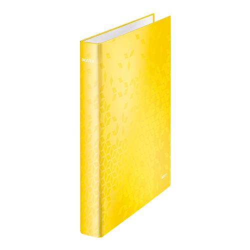 Leitz FSC WOW Ring Binder 2 D-Ring 25mm Size A4 Yellow Ref 42410016 [Pack 10]