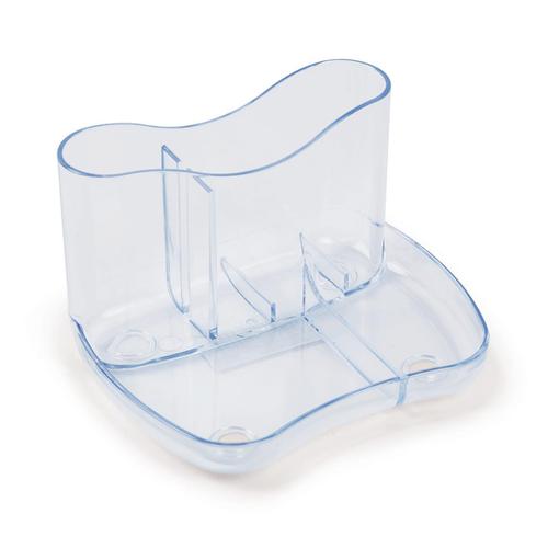 Glass Clear Desk Organiser 4 Compartments 93mm High Glass Clear