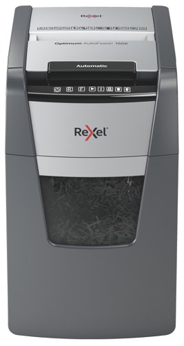 Rexel Optimum AutoFeed+ 150X Automatic Cross Cut Paper Shredder, 4x28mm, P-4 Security level Ref 2020150X