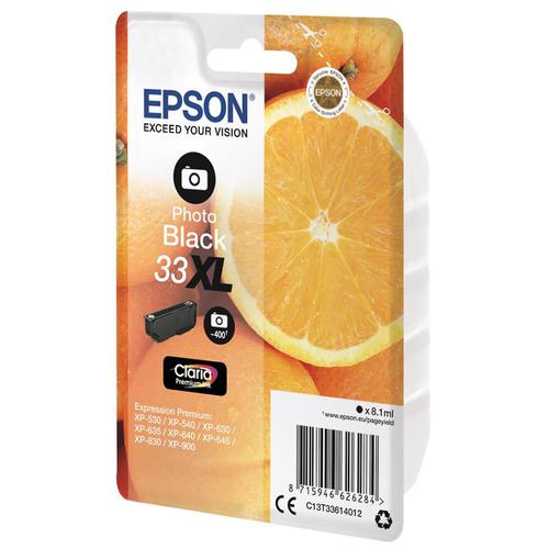 Epson T33XL Inkjet Cartridge Orange High Yield Page Life 400pp 8.1ml Photo Black Ref C13T33614012