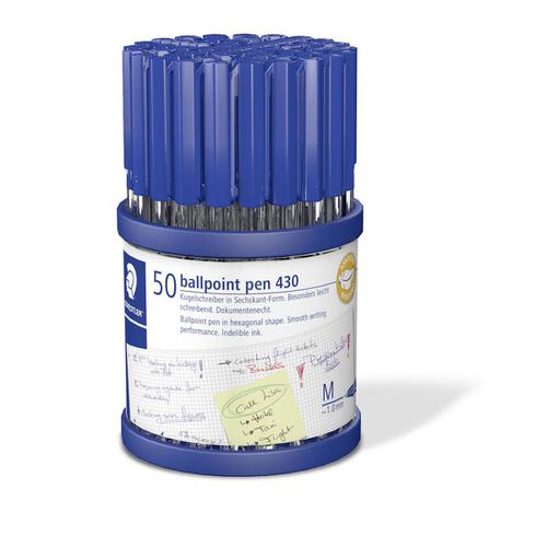 Staedtler Stick 430 Ball Pen Medium 1.0mm Tip 0.35mm Line Blue Ref 430M3CP50TH [Pack 50]