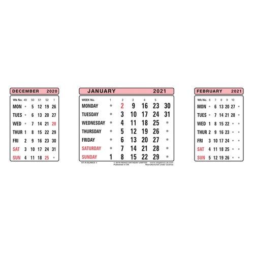 At-A-Glance 2021 Refill Dates for Three Months to View Desk Calendar 210x80mm White Ref 3SR 2021