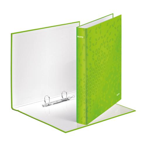 Leitz FSC WOW Ring Binder 2 D-Ring 25mm Size A4 Green Ref 42410054 [Pack 10]