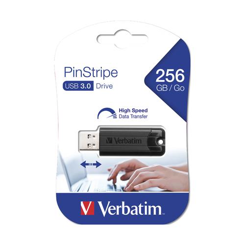 Verbatim PinStripe USB 3.0 Flash Drive 256GB Ref VER49320 157620 Buy online at Office 5Star or contact us Tel 01594 810081 for assistance