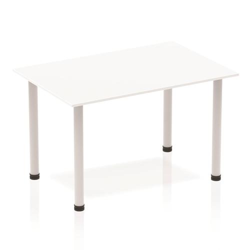 Sonix Rectangular Silver Post Leg Table 1200x800mm White Ref BF00172