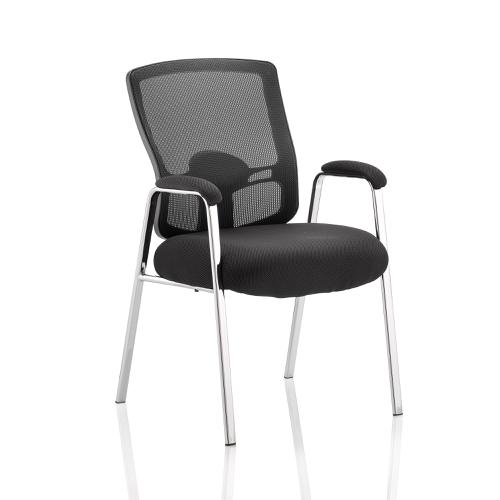Sonix Portland Visitor With Arms Straight Leg Fabric Seat Mesh Back Black Ref BR000115