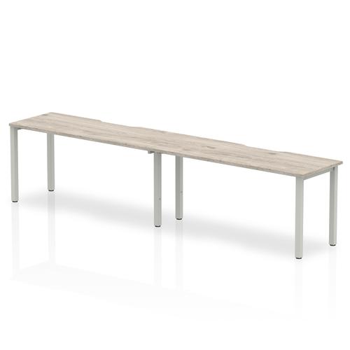Trexus Bench Desk 2 Person Side to Side Configuration Silver Leg 2800x800mm Grey Oak Ref BE767