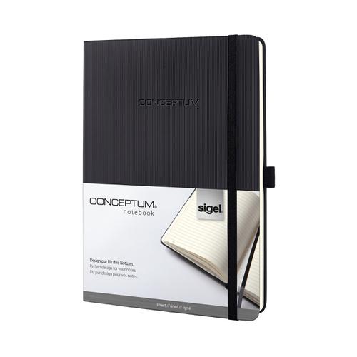Sigel Conceptum Notebook Hard Cover Lined And Numbered 194 Pages Black Ref CO118