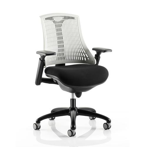 Trexus Flex Task Operator Chair With Arms Black Fabric Seat Moonstone White Back Black Frame Ref KC0072