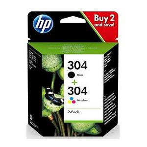 Hewlett Packard 304 Inkjet Cartridge Page Life Black 120pp/Tri-Colour 100pp 6ml Ref 3JB05AE [Pack 2] HP