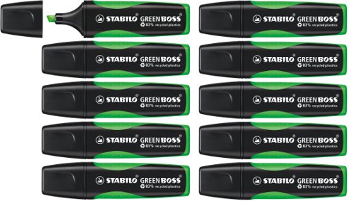 Stabilo GREEN Boss Highlighters Green [Pack 10]