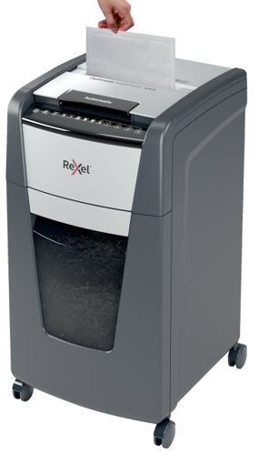 Rexel Optimum Auto Feed+ 300 Sheet Automatic Micro Cut Shredder, P-5 Security,60L Bin, 2020300M 160143 Buy online at Office 5Star or contact us Tel 01594 810081 for assistance