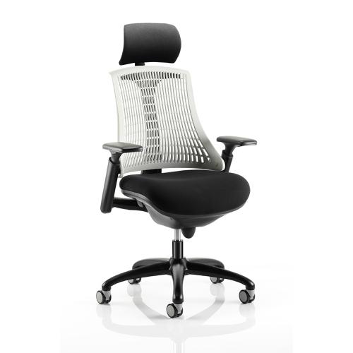Trexus Flex Task Operator Chair With Arms And Headrest Blk Fabric Seat MstoneWhtBack Blk Frame Ref KC0104