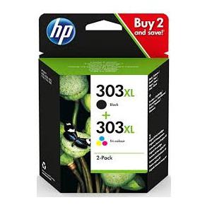 HP 303XL Inkjet Cartridge High Yield Page Life Black 600pp/Tri-Colour 415pp 22ml Ref 3YN10AE [Pack 2]  160975