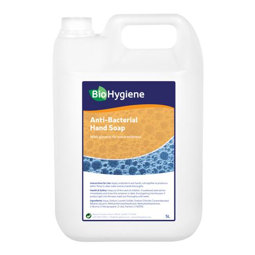 BioHygiene Antibac Hand Soap Unfragranced 5Litre Bottle Ref BH099