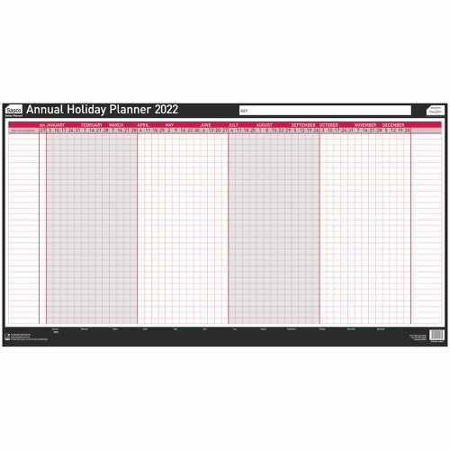 Sasco 2022 Annual Holiday Planner Unmounted Landscape 750x410mm Ref 2410168