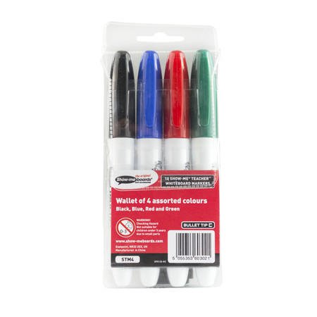 Wallet 4 Show-me® TEACHER Whiteboard Markers Assorted [Pack of 4]