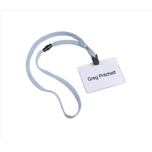 Durable Visitor Name Badges with Textile Lanyard with Safety Closure Grey Ref 8139-10 [Pack 10] Durable (UK) Ltd