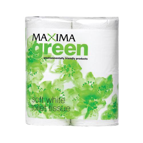 Maxima Green Toilet Rolls 2-Ply 110x95mm Pkd 4 Rolls of 320 Sheets White Ref 1102047 [Pack 36]