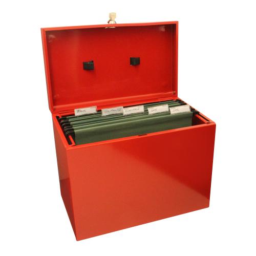 Metal File Box with 5 Suspension Files and 2 Keys Steel A4 Red 161867 Buy online at Office 5Star or contact us Tel 01594 810081 for assistance