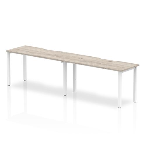 Trexus Bench Desk 2 Person Side to Side Configuration White Leg 2800x800mm Grey Oak Ref BE768