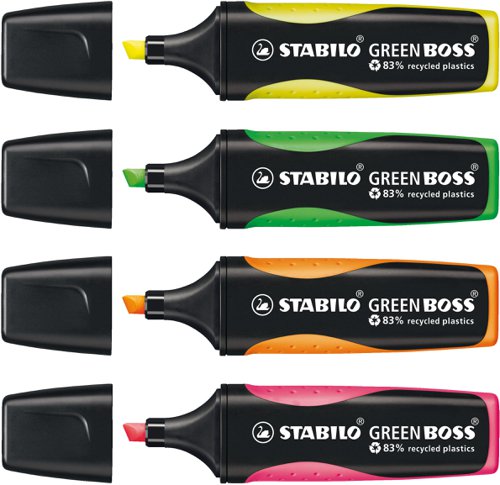 Stabilo GREEN Boss Highlighters Assorted Wallet 4 162332 Buy online at Office 5Star or contact us Tel 01594 810081 for assistance