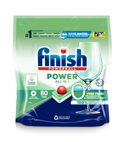 Finish 0% All in One Max Dishwasher Tablets 80 tablets [Pack]
