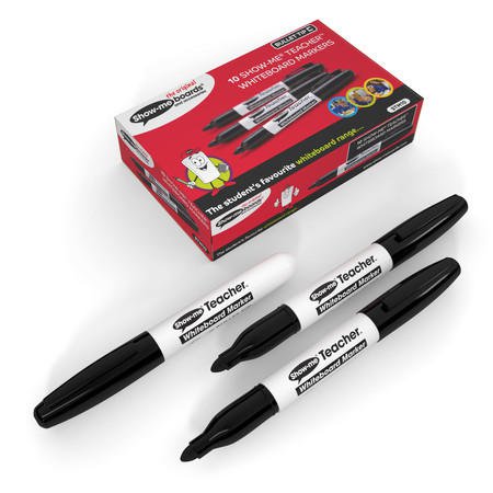 Box 10 Show-me® TEACHER Whiteboard Markers Black [Box of 10]