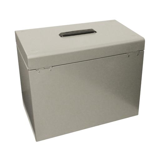 Metal File Box with 5 Suspension Files and 2 Keys Steel A4 Silver