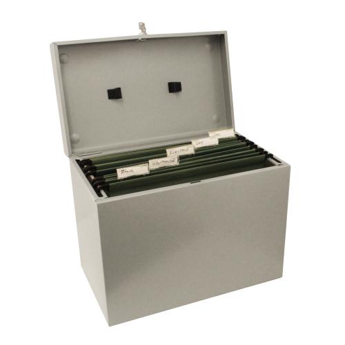 Metal File Box with 5 Suspension Files and 2 Keys Steel A4 Silver 162988 Buy online at Office 5Star or contact us Tel 01594 810081 for assistance