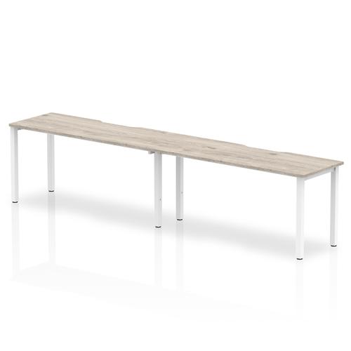Trexus Bench Desk 2 Person Side to Side Configuration White Leg 3200x800mm Grey Oak Ref BE770