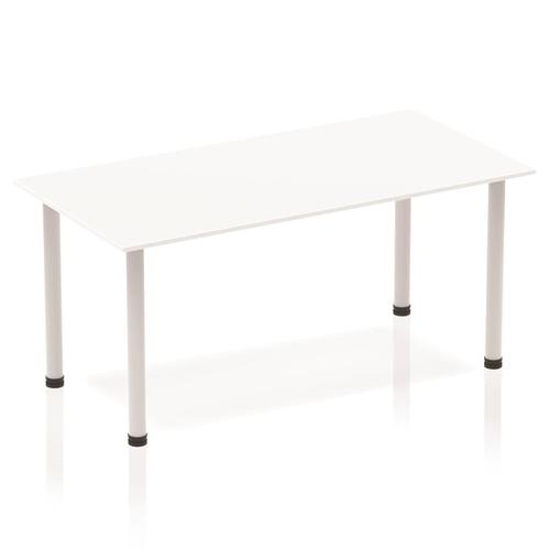 Sonix Rectangular Silver Post Leg Table 1600x800mm White Ref BF00174